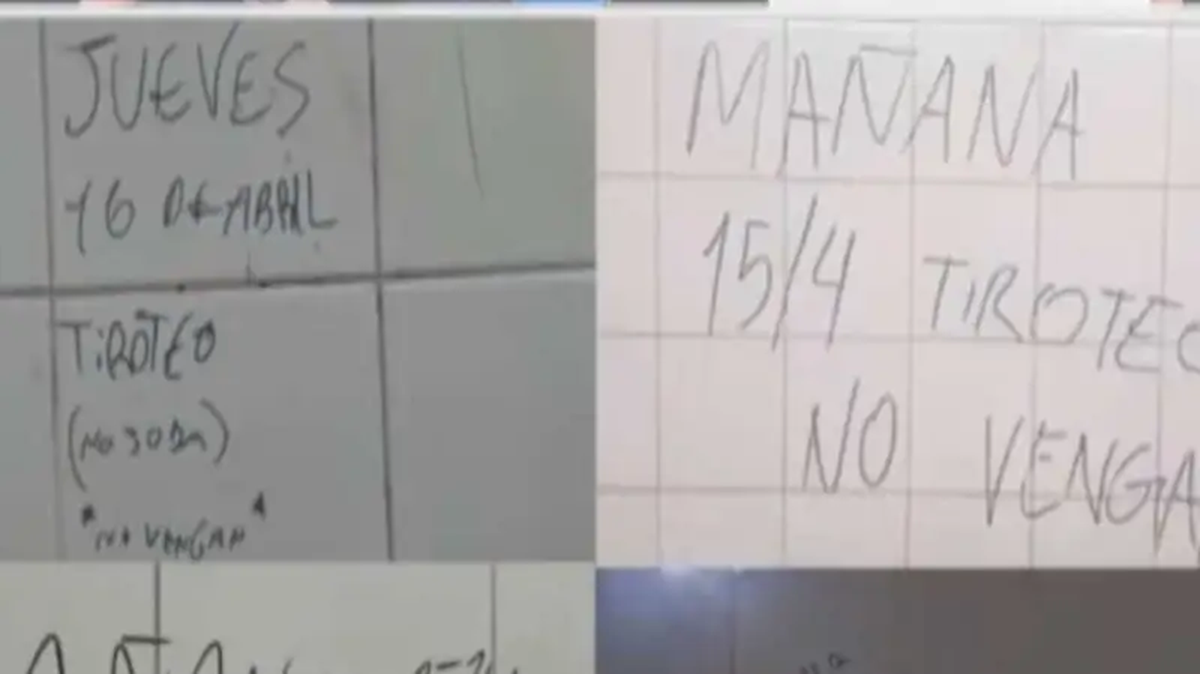 Algunas de las amenazas de tiroteos en baños de escuelas de Argentina. Algunas de las amenazas de tiroteos en baños de escuelas de Argentina.