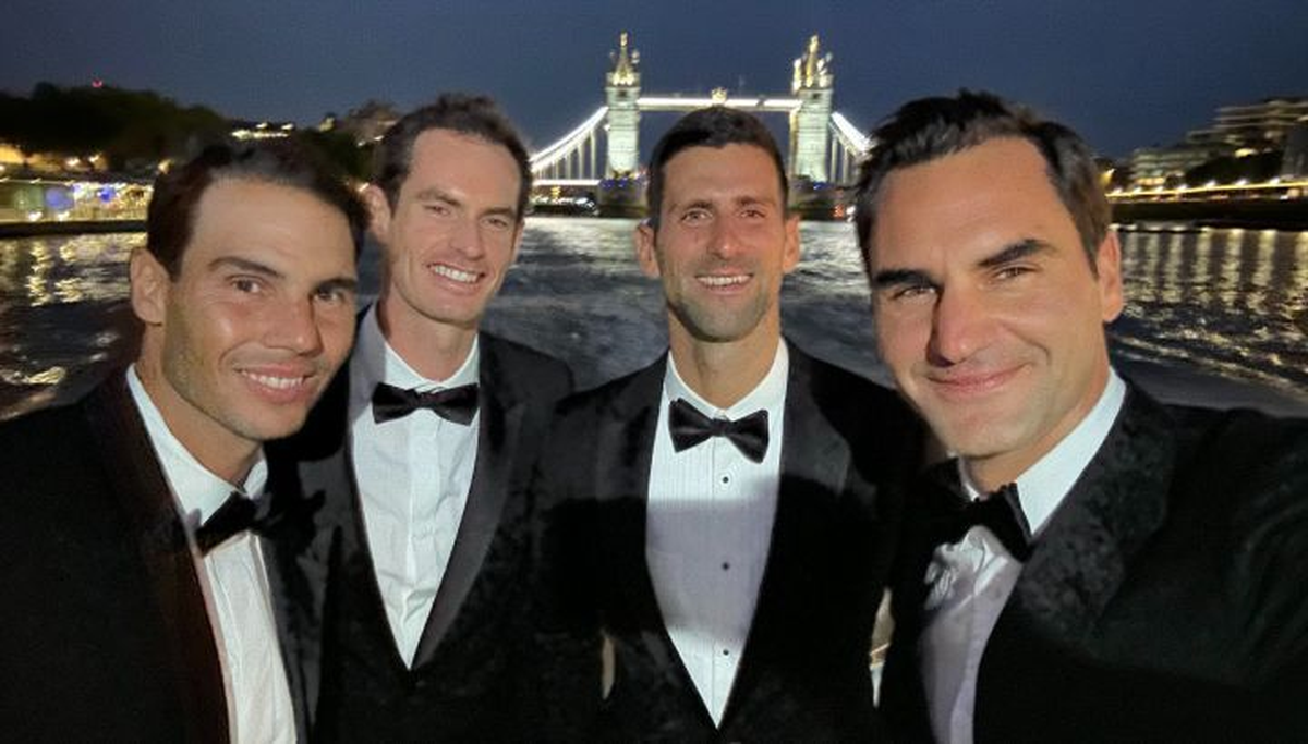Cumbre de cracks en Londres. De izquierda a derecha: Rafael Nadal, Andy Murray, Novak Djokovic y Roger Federer.