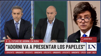 Luis Majul, Esteban Trebucq y Javier Milei Luis Majul, Esteban Trebucq y Javier Milei