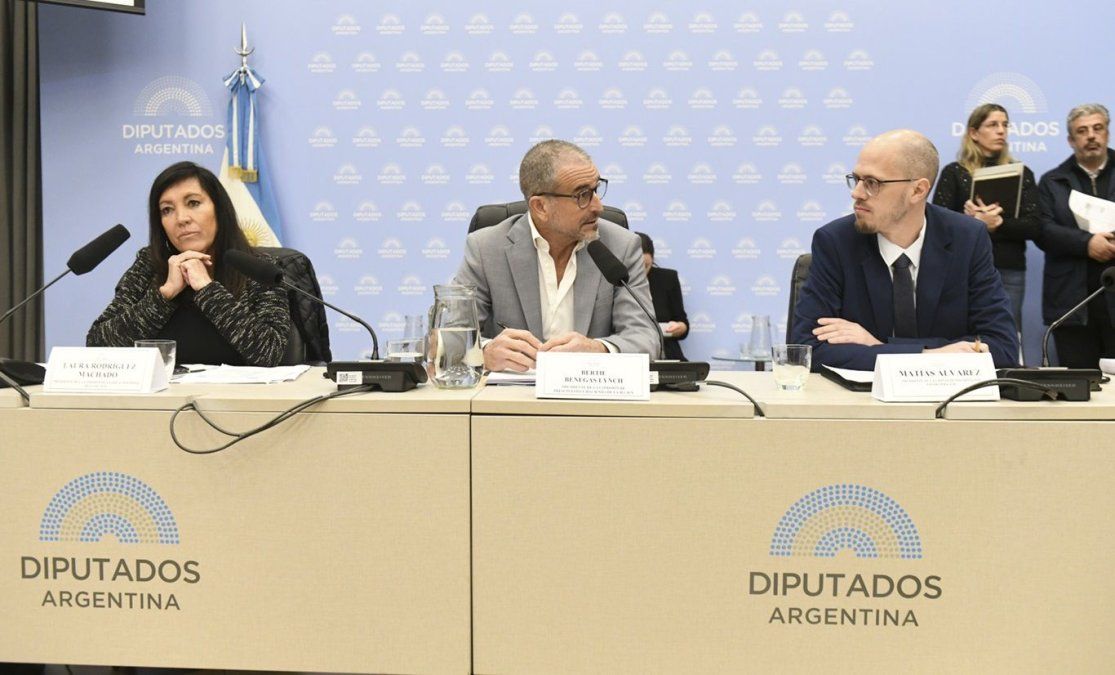 La bullrichista Laura Rodríguez Machado y el libertario Bertie Benegas Lynch (medio), titulares de las comisiones de Legislación Penal y Presupuesto, respectivamente, de la Cámara de Diputados.&nbsp;