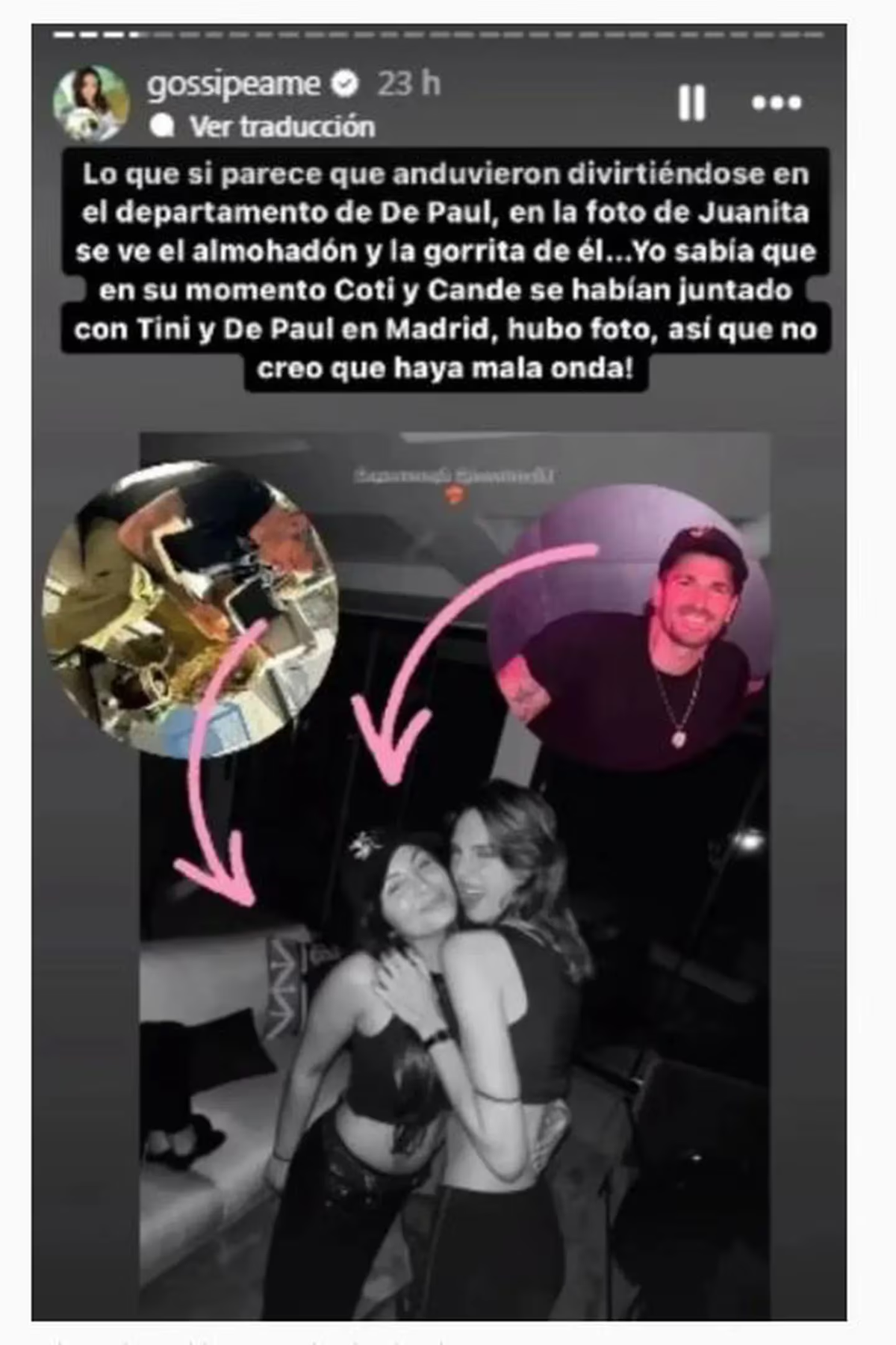 Juanita Tinelli muy cerca de Rodrigo De Paul. (Foto: Instagram Gossipeame). Juanita Tinelli muy cerca de Rodrigo De Paul. (Foto: Instagram Gossipeame).