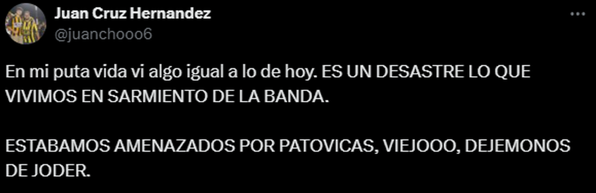 Tweet post partido de periodista partidario de Olimpo Tweet post partido de periodista partidario de Olimpo