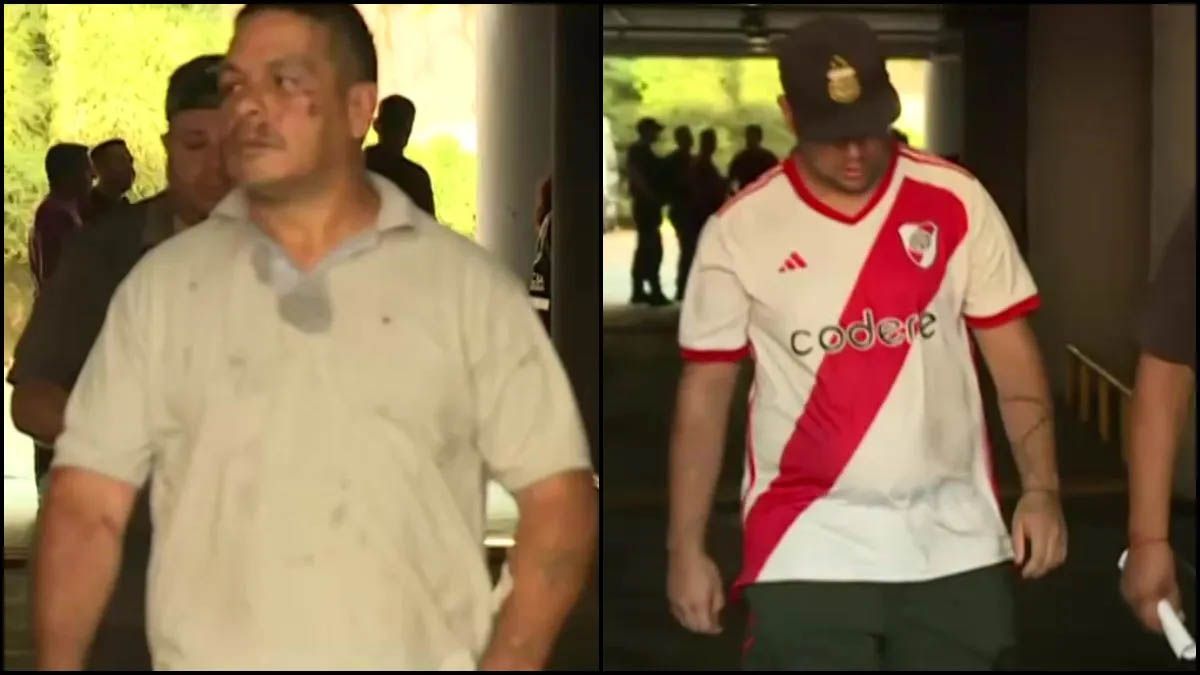 Los 30 barras de River que se enfrentaron en las inmediaciones del estadio Monumental fueron liberados tras prestar declaración en la Fiscalía Número 35 de la CABA. (FOTO: Captura de TV)