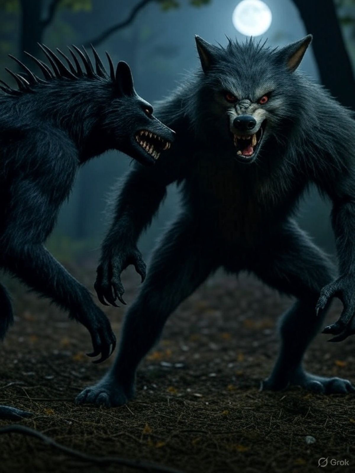 El Chupacabras peleando con el Hombre Lobo | IMAGEN CREADA CON LA IA DE GROK El Chupacabras peleando con el Hombre Lobo | IMAGEN CREADA CON LA IA DE GROK