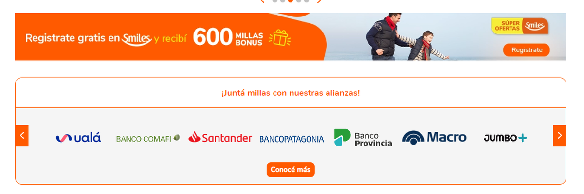 Smiles permite conseguir pasajes pagándolos mes a mes y sumar millas con los bancos asociados al programa. Smiles permite conseguir pasajes pagándolos mes a mes y sumar millas con los bancos asociados al programa.