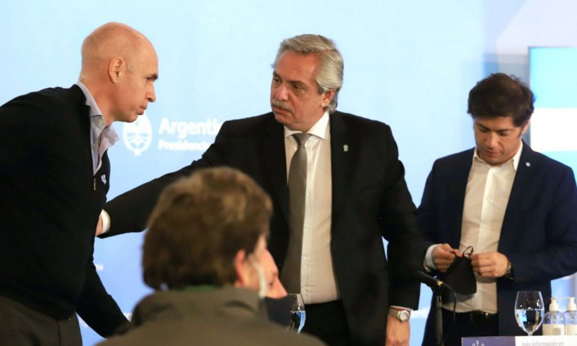 Alberto Fernández con Kicillof y Rodríguez Larreta, en otros tiempos