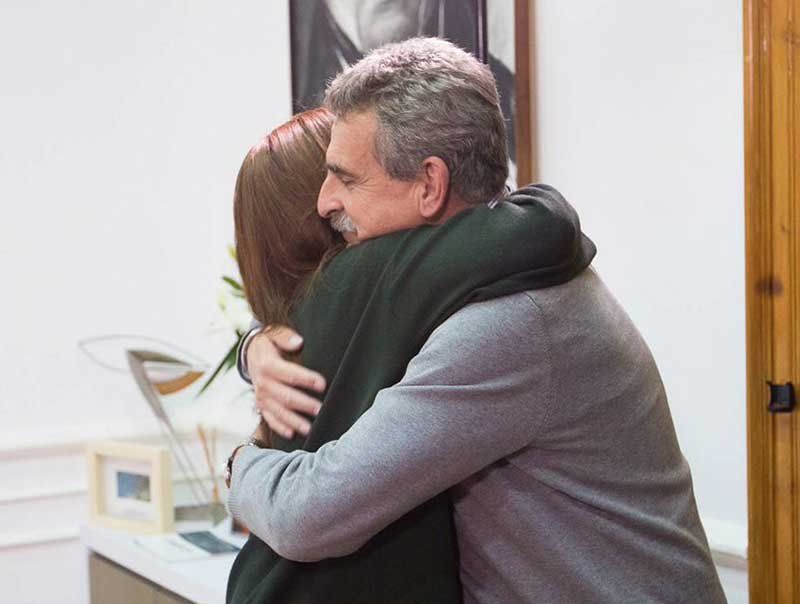 CFK y Agustín Rossi en el reencuentro.