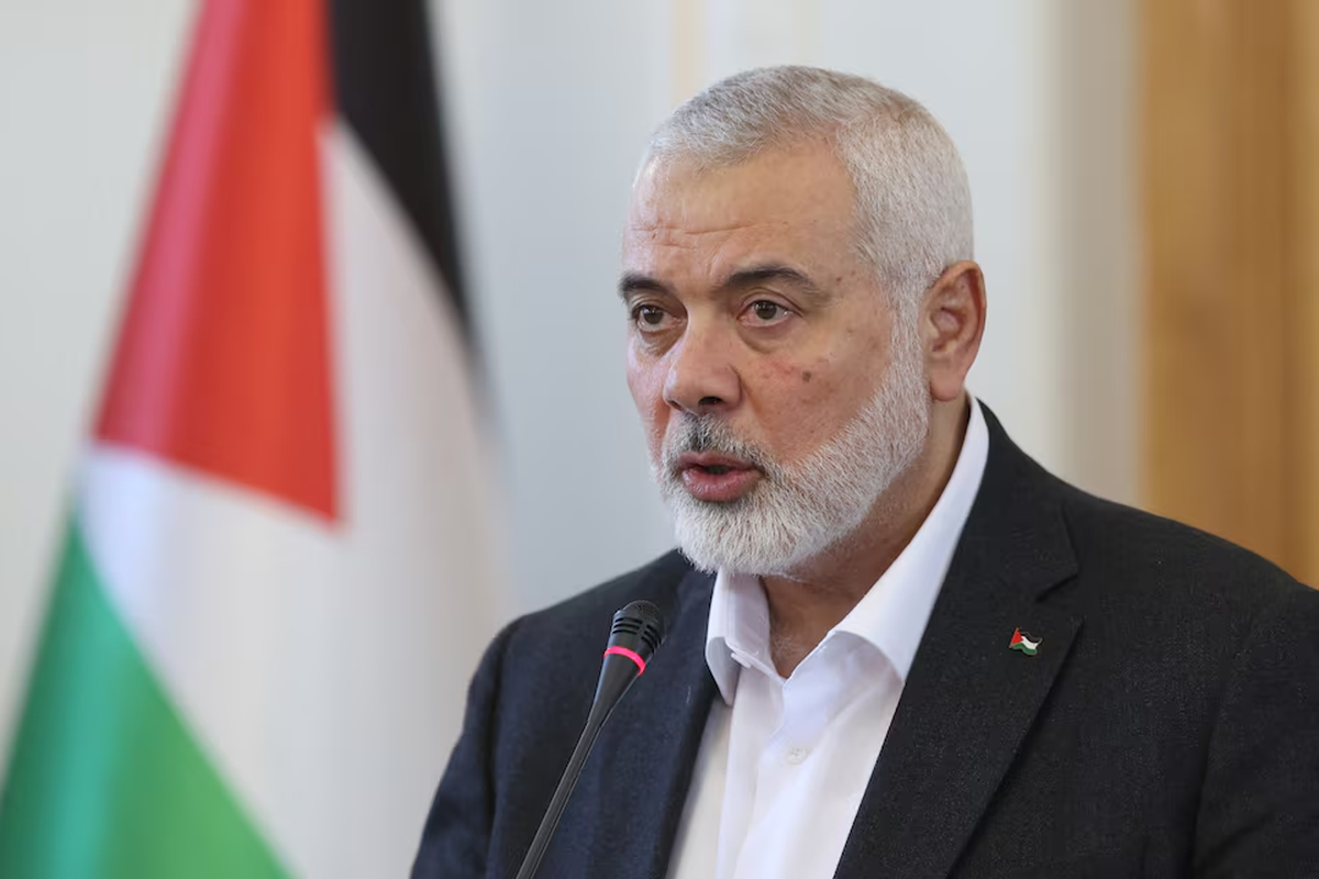 El máximo líder del grupo palestino Hamas, Ismail Haniyeh, habla durante una conferencia de prensa en Teherán, Irán, el 26 de marzo de 2024. El máximo líder del grupo palestino Hamas, Ismail Haniyeh, habla durante una conferencia de prensa en Teherán, Irán, el 26 de marzo de 2024. 