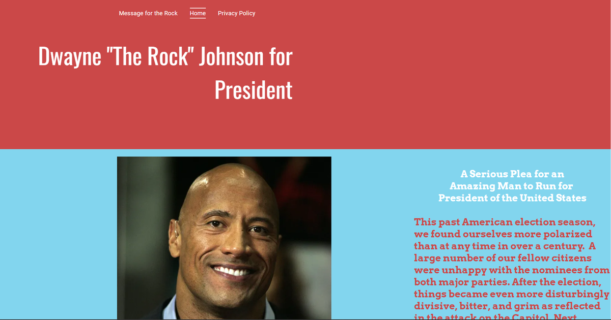 La pagina web de los fans de Dwayne Johnson.