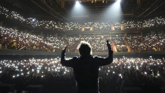 Javier Milei en la autocelebración en el Movistar Arena.  Javier Milei en la autocelebración en el Movistar Arena.