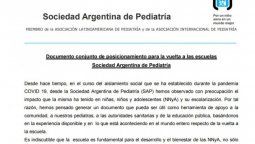 altText(La Sociedad de Pediatría sumó presión a los gremios docentes y reclamó clases presenciales)}