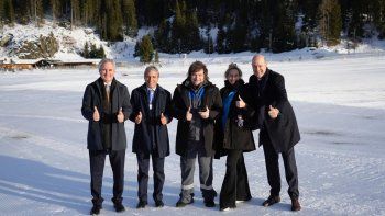 Javier Milei y su comitiva, en el último día en Davos, Suiza. Javier Milei y su comitiva, en el último día en Davos, Suiza.