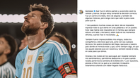Tras el partido ante Benín, Messi publicó un extenso mensaje en Instagram para despedirse de la camiseta que vistió durante más de dos décadas.