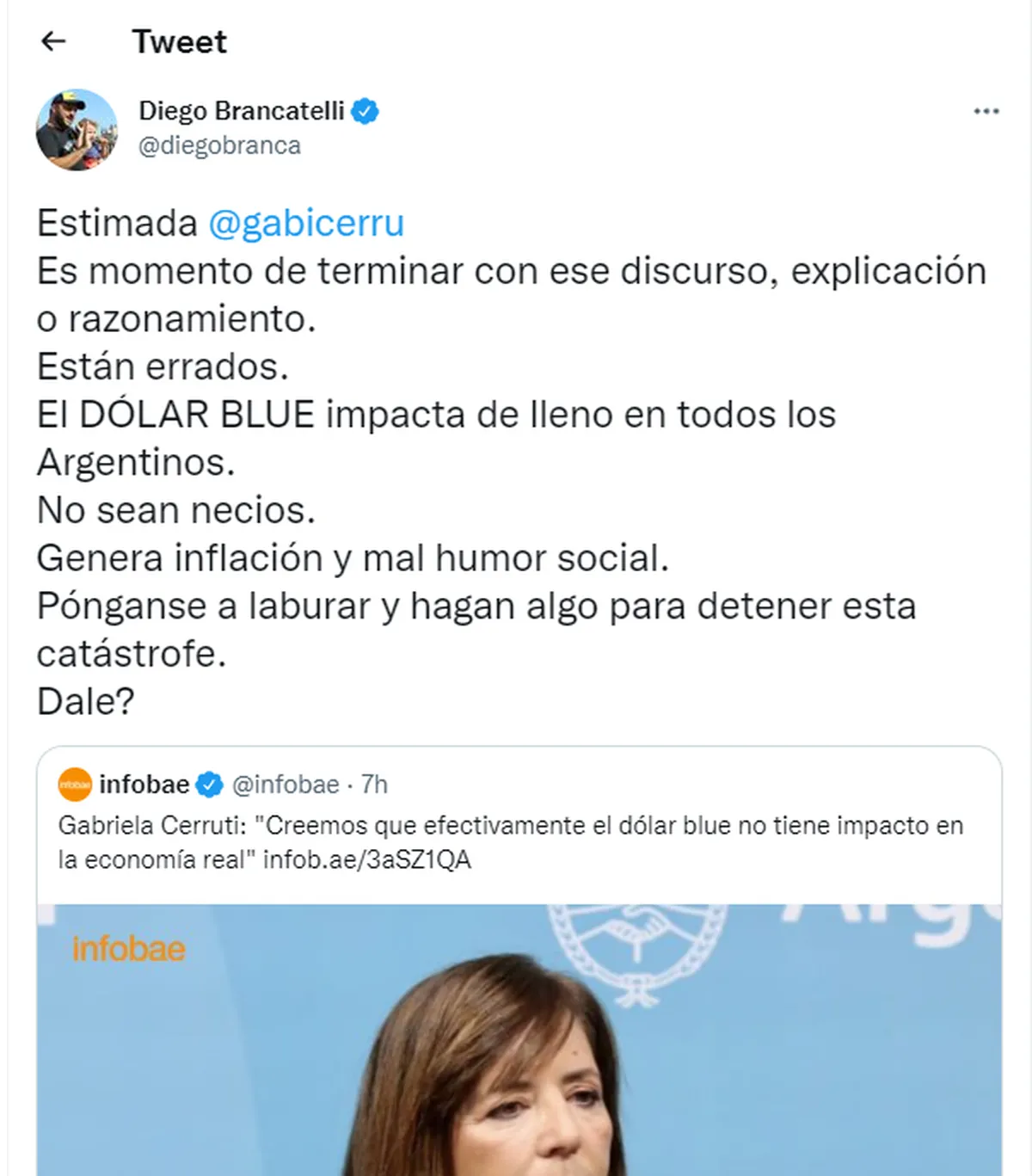 El tuit de Brancatelli.