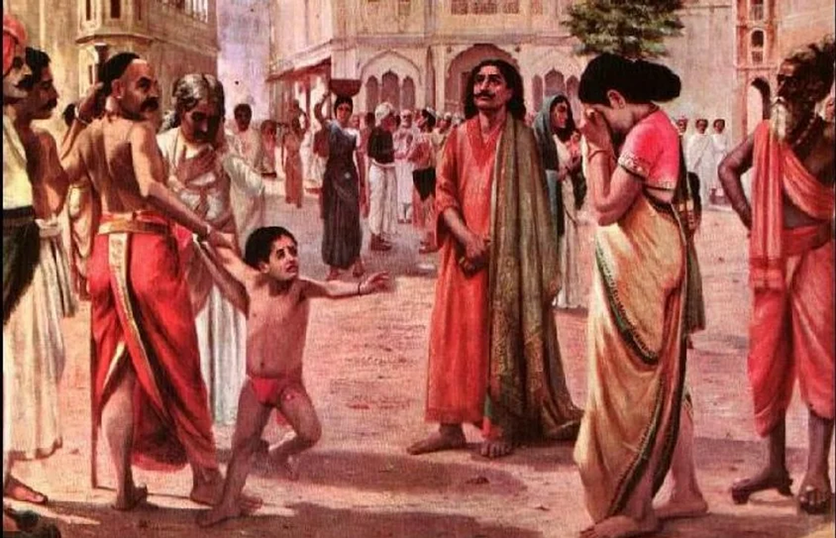 Según la leyenda en la que se basó la película, el rey Harishchandra debió entregar su familia y su reino para complacer los deseos del malvado sabio Vishuá Mitra. Por sus penurias, los dioses lo elevaron al cielo y él se unió a ellos. Según la leyenda en la que se basó la película, el rey Harishchandra debió entregar su familia y su reino para complacer los deseos del malvado sabio Vishuá Mitra. Por sus penurias, los dioses lo elevaron al cielo y él se unió a ellos.