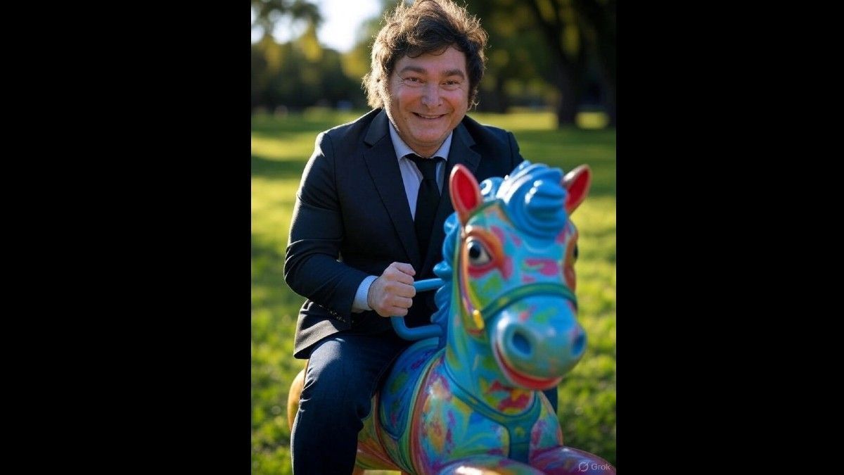 Javier Milei en su caballito de batalla, que ya no luce tan rudo...