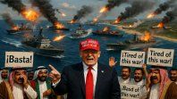 Imagen creada con IA: Donald Trump y su guerra sobre Ormuz contra Irán, arrastra a todos a la arena delucha. Imagen creada con IA: Donald Trump y su guerra sobre Ormuz contra Irán, arrastra a todos a la arena delucha.