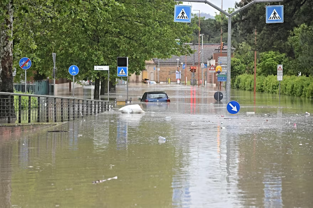 Cesena, ciudad en la Emilia-Roma&ntilde;a, inundada.