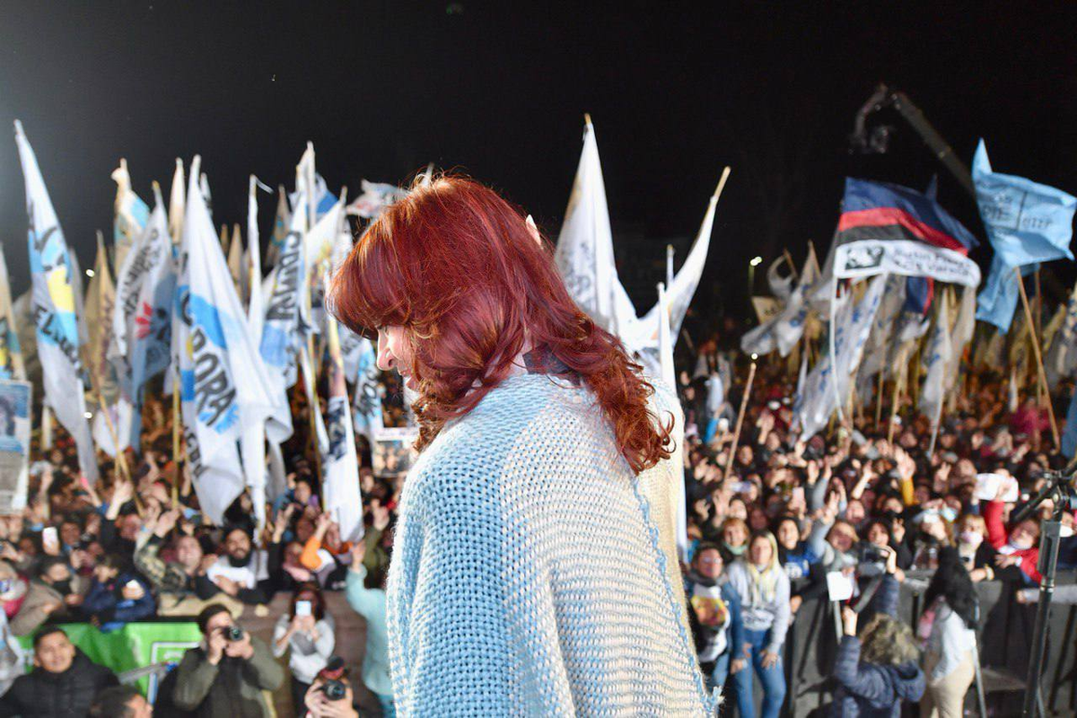 Cristina en su acto durante el 2022 en Avellaneda. 