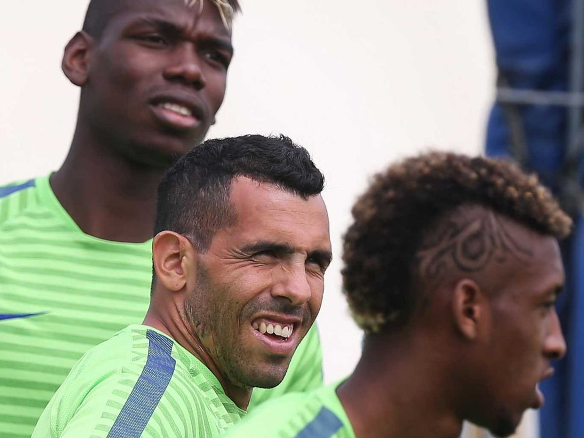 Pogba, Tevez y Coman, en un entrenamiento de la Juve Pogba, Tevez y Coman, en un entrenamiento de la Juve