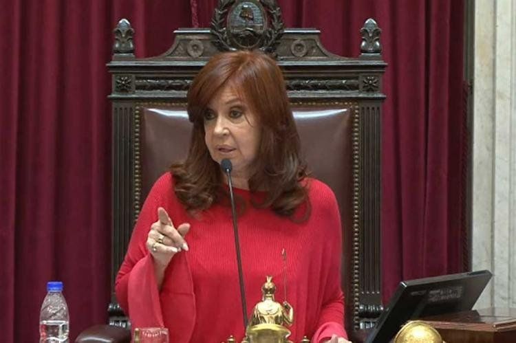 Cristina Fernández de Kirchner en el Senado (Captura de video).
