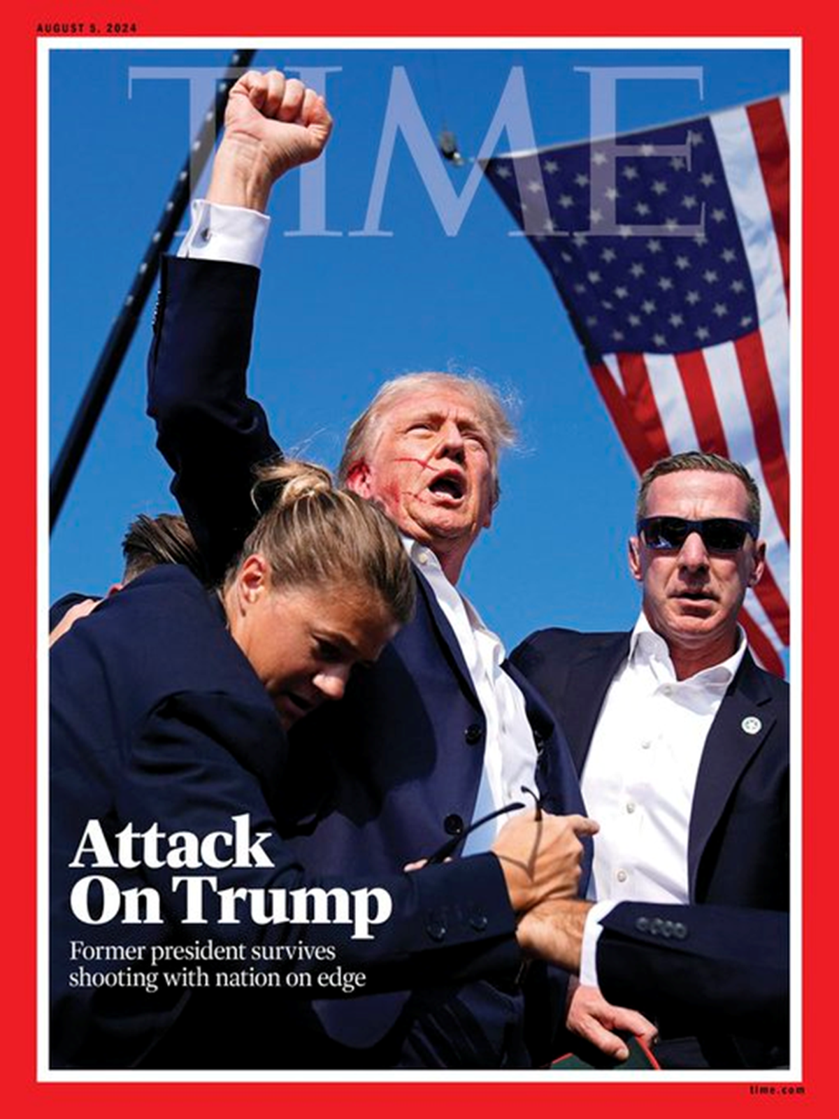 Revista Time: edición urgente. Candidato presidencial Trump sobrevive a un ataque Revista Time: edición urgente. Candidato presidencial Trump sobrevive a un ataque