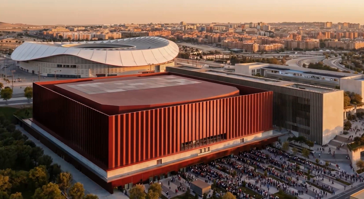 El render del proyecto, compartido por José Luis Martínez-Almeida, anticipa el hub cultural impulsado por el Atlético de Madrid que se levantará junto al Estadio Metropolitano y busca redefinir el ocio en la ciudad. El render del proyecto, compartido por José Luis Martínez-Almeida, anticipa el hub cultural impulsado por el Atlético de Madrid que se levantará junto al Estadio Metropolitano y busca redefinir el ocio en la ciudad.