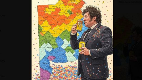 Javier Milei festejando con Mango Loco, según Grok. Javier Milei festejando con Mango Loco, según Grok.