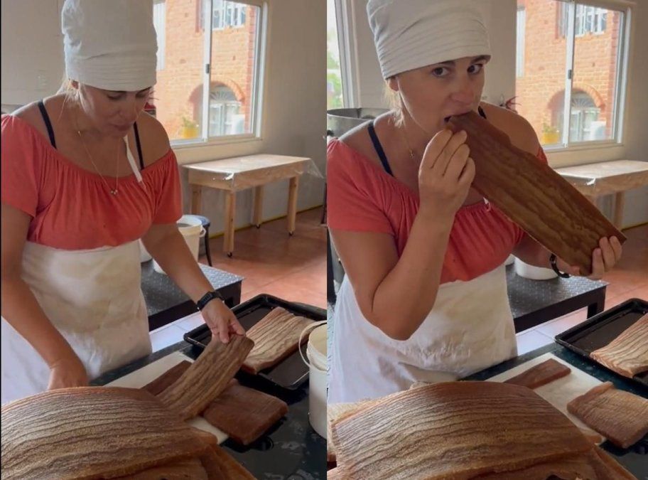 Alfajores y milanesas hechos con madera.