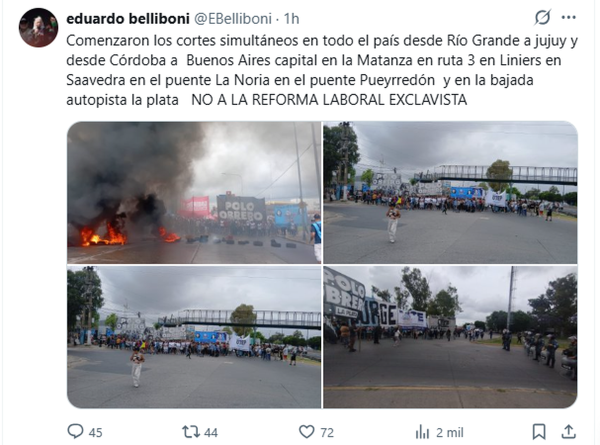 Las protestas y piquetes en todo el país según Eduardo Belliboni del Polo Obrero. Las protestas y piquetes en todo el país según Eduardo Belliboni del Polo Obrero.