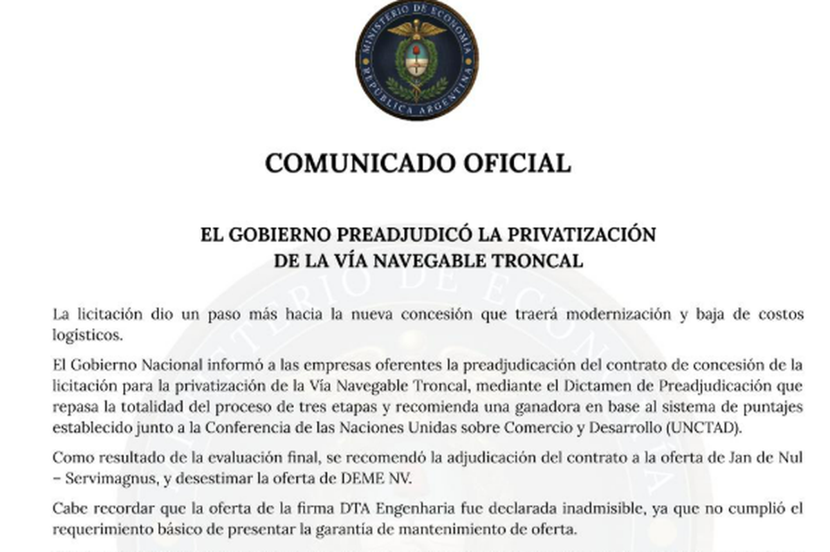 Comunicado del Ministerio de Economía. Comunicado del Ministerio de Economía.
