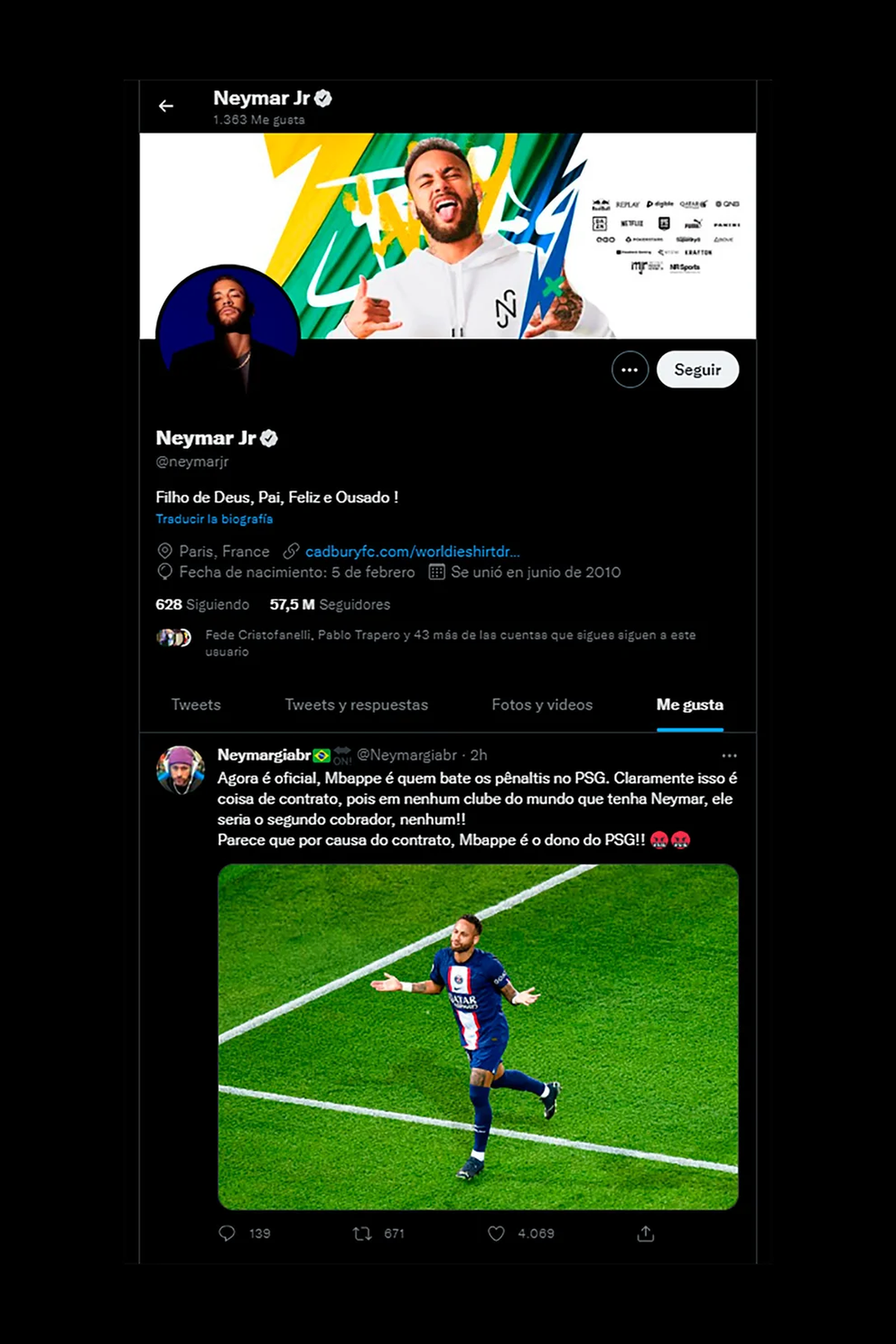 Neymar likeó una serie de tweets en contra de Kylian Mbappé.