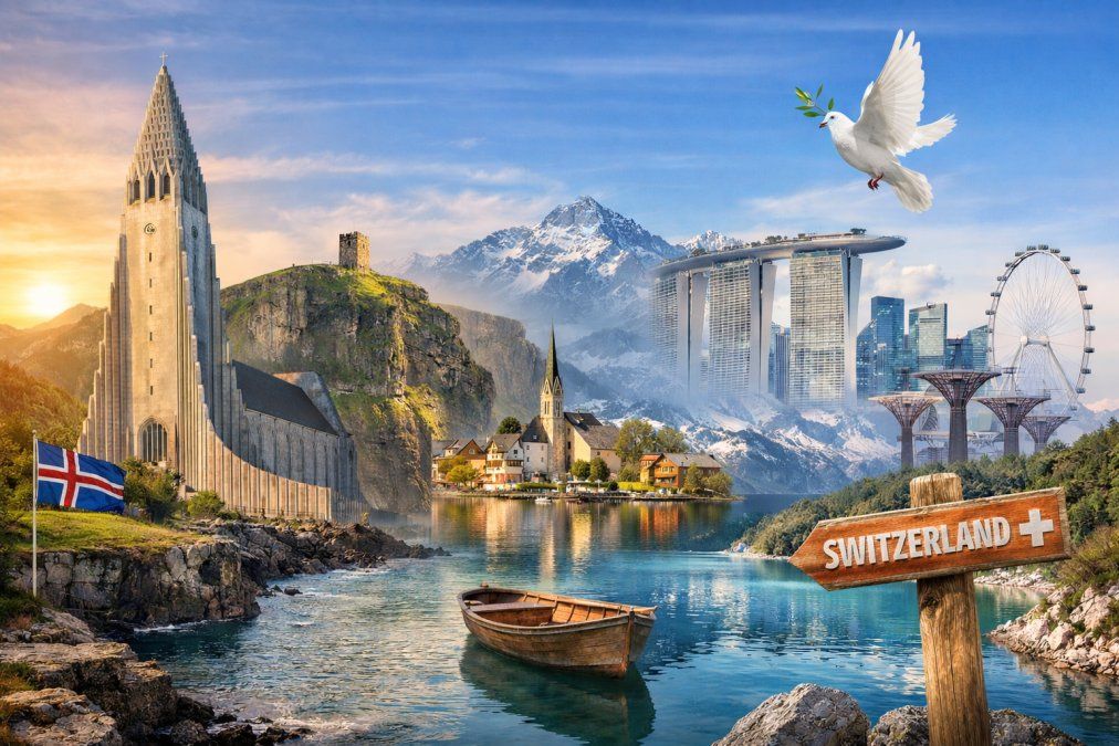 De Islandia a Suiza, el mapa de los países más seguros del mundo combina neutralidad, estabilidad institucional y paisajes que parecen lejos de cualquier conflicto.