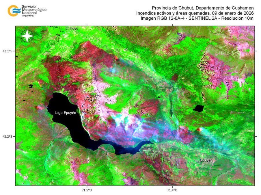 Imágenes satelitales del SMN de los incendios en Chubut revelan la magnitud de la tragedia.