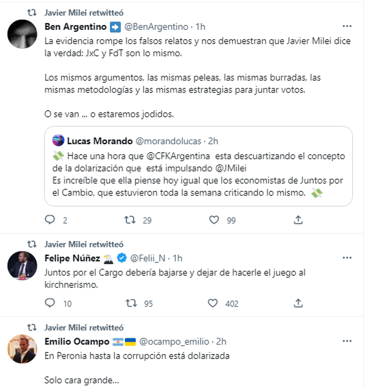 RT y "Me Gusta" a favor de Milei 2.