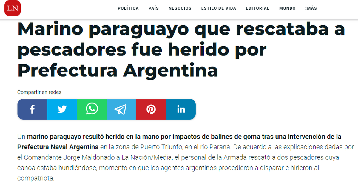 Los medios de Paraguay publicaron la versi&oacute;n paraguaya de lo ocurrido en territorio argentino.