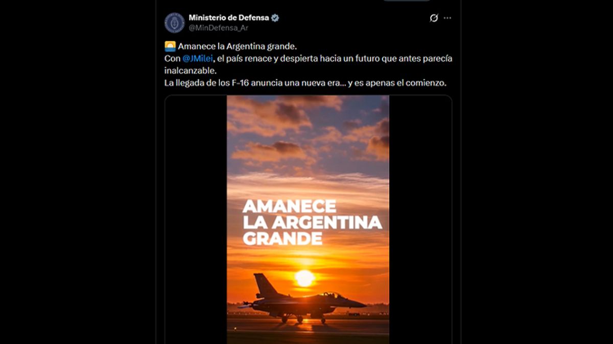 Posteo de X del Ministerio de Defensa. Posteo de X del Ministerio de Defensa.