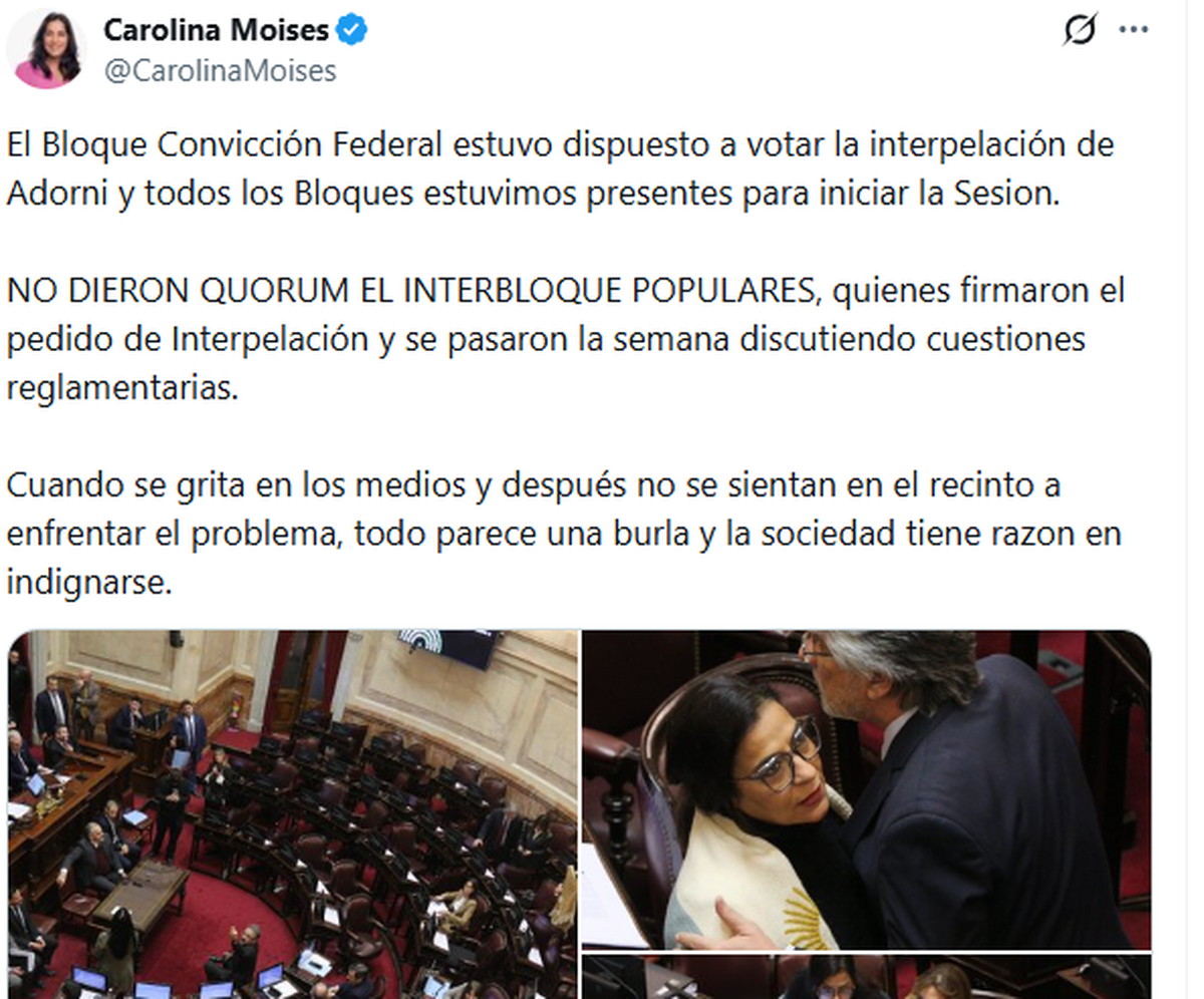 Uno de los pocos bloques que dieron quorum para la interpelación de Manuel Adorni. Uno de los pocos bloques que dieron quorum para la interpelación de Manuel Adorni.