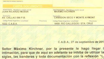 Máximo fue intimado a no usar el nombre 'La Cámpora'
