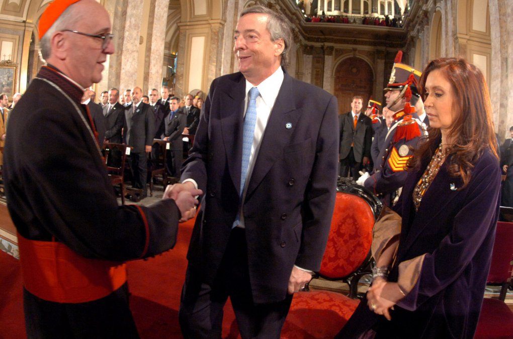 Tedeum de 2004: Jorge Bergoglio, Néstor Kirchner y Cristina Fernández.