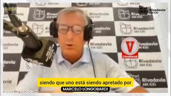 Marcelo Longobardi al aire en Rivadavia al momento de denunciar aprietes. Marcelo Longobardi al aire en Rivadavia al momento de denunciar aprietes.