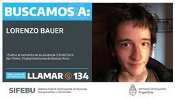 El sobrino de Tristán Bauer desaparecido tiene 15 años.