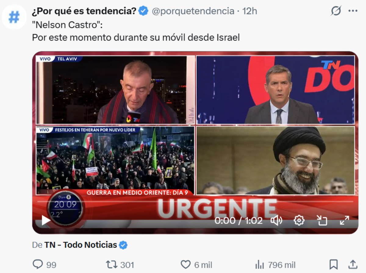 Nelson Castro debió dejar el móvil desde Israel cuando comenzaron a sonar las alarmas. Nelson Castro debió dejar el móvil desde Israel cuando comenzaron a sonar las alarmas.