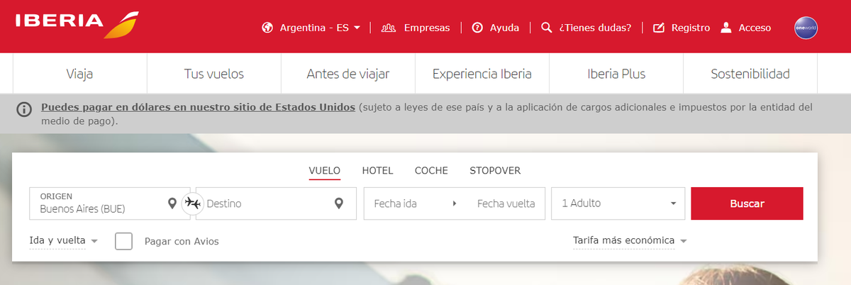 La aerolínea Iberia permite comprar pasajes al exterior en dólares, sin impuestos. La aerolínea Iberia permite comprar pasajes al exterior en dólares, sin impuestos. 