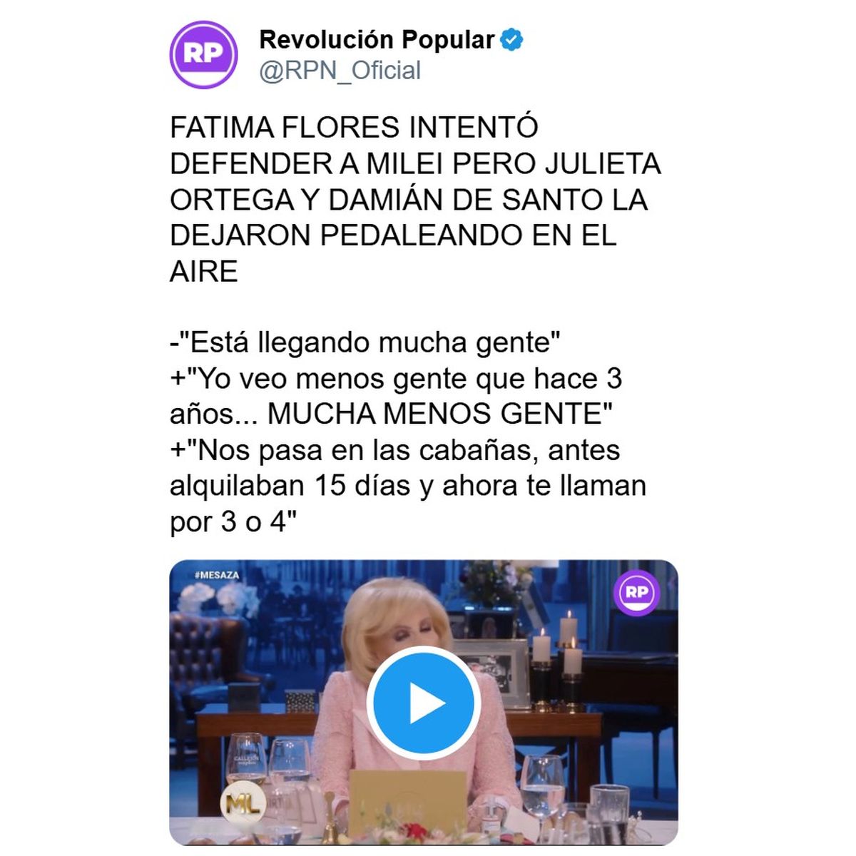Fátima aseguró que llega mucha gente a los destinos turísticos, pero Julieta Ortega y Damián De Santo la cuestionaron con números reales. Fátima aseguró que llega mucha gente a los destinos turísticos, pero Julieta Ortega y Damián De Santo la cuestionaron con números reales.