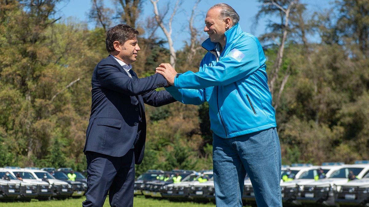 Axel Kicillof y Sergio Berni, quien quería ser el compañero de AK en el binomio pero no tuvo quorum: ningún intendente lo avala.