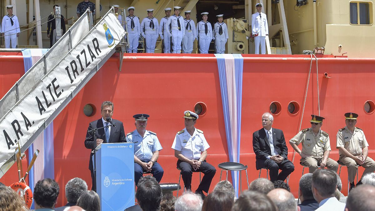 Sergio Massa en el acto que dio inicio a la campaña antártica 2023/2024 (Foto: NA).