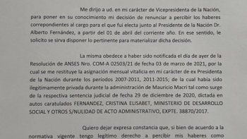Doble jubilación: CFK renuncia a sus haberes como vicepresidenta