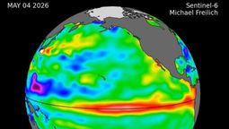 El Niño 2026: El satélite internacional Sentinel-6 Michael Freilich observó una masa de agua cálida que se desplazaba hacia el este en el océano Pacífico ecuatorial y que llegó a la costa sudamericana en mayo. El Niño 2026: El satélite internacional Sentinel-6 Michael Freilich observó una masa de agua cálida que se desplazaba hacia el este en el océano Pacífico ecuatorial y que llegó a la costa sudamericana en mayo.