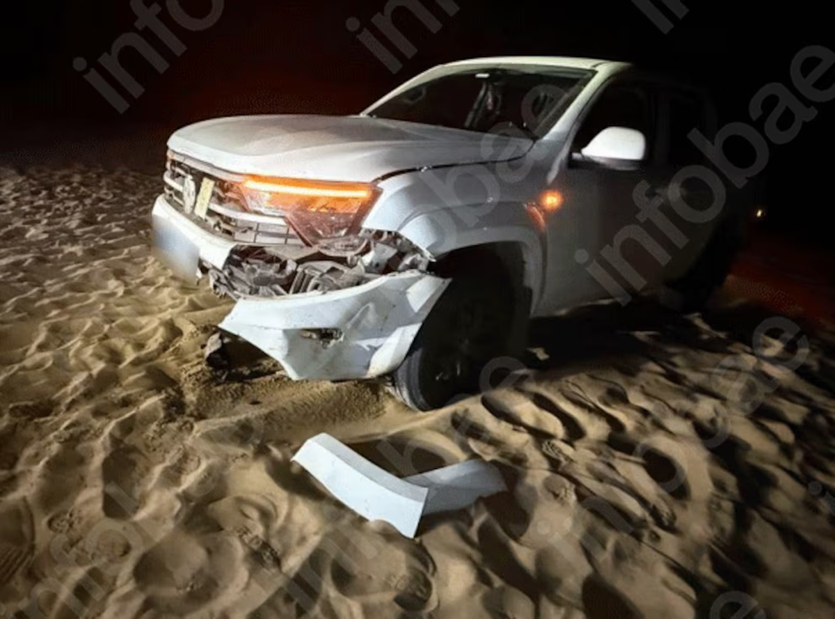 Estado en que quedó la trompa de la Amarok, foto del noche del impacto Estado en que quedó la trompa de la Amarok, foto del noche del impacto